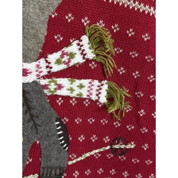 Christopher‎ Banks Women’s XL Hand Embroidered Holiday Christmas Sweater Bear - Picture 10 of 12